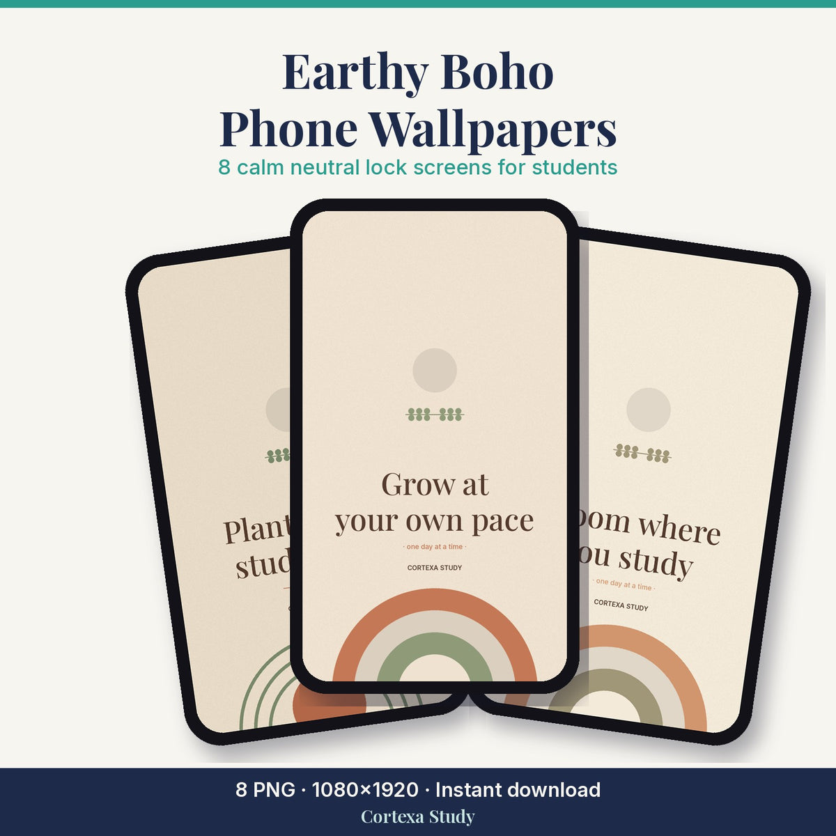 Earthy Boho Study Wallpapers by Cortexa Study – 8 phone lock screens