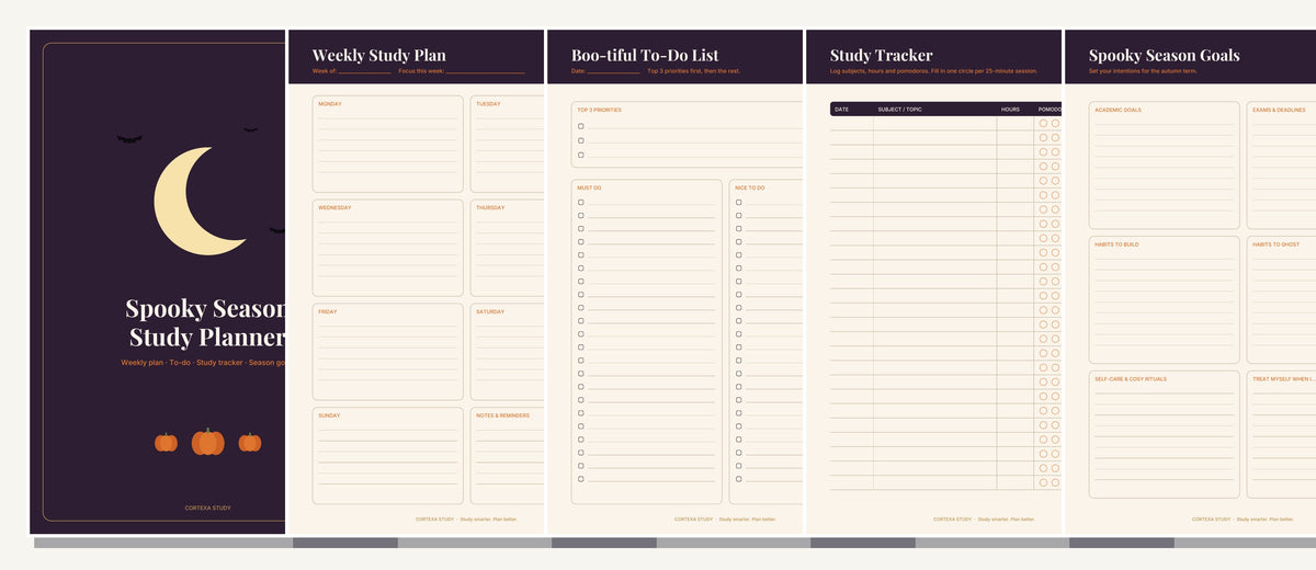 Preview of the Spooky Season planner pages