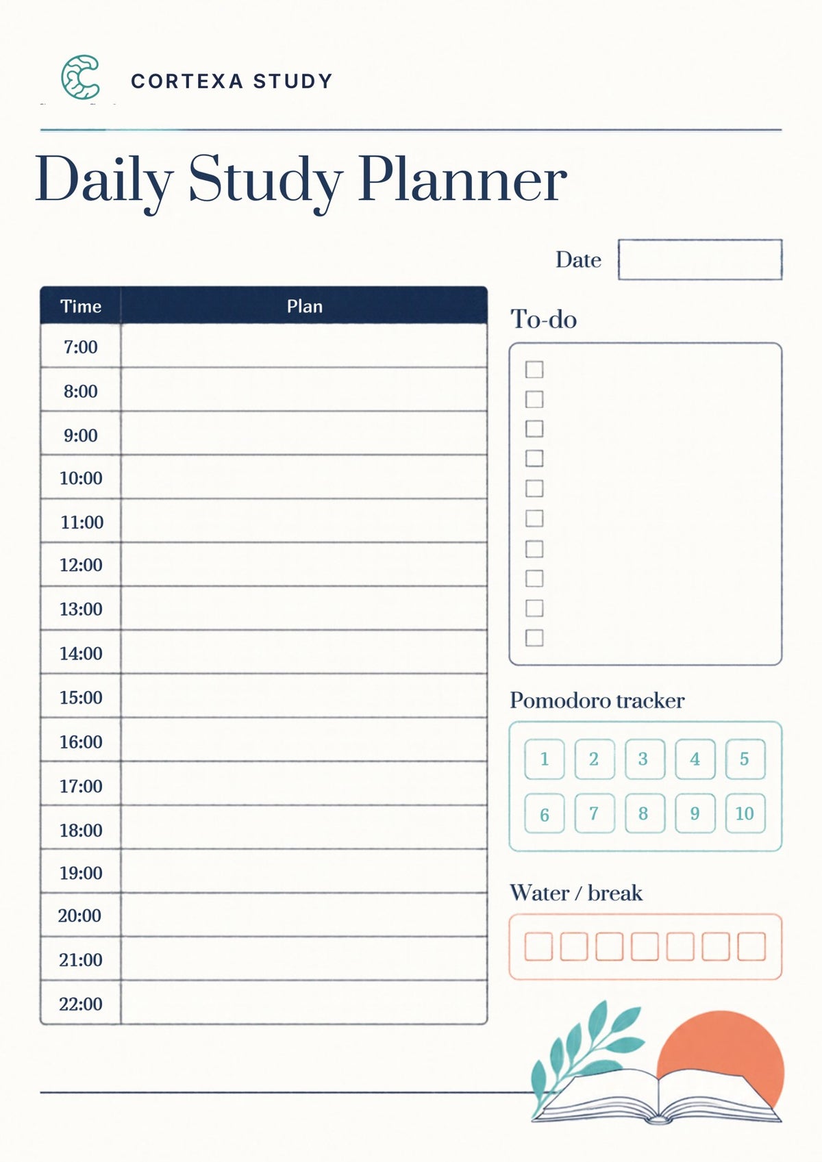 Daily study planner page