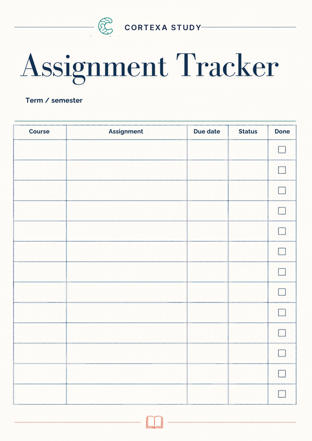 Assignment tracker page