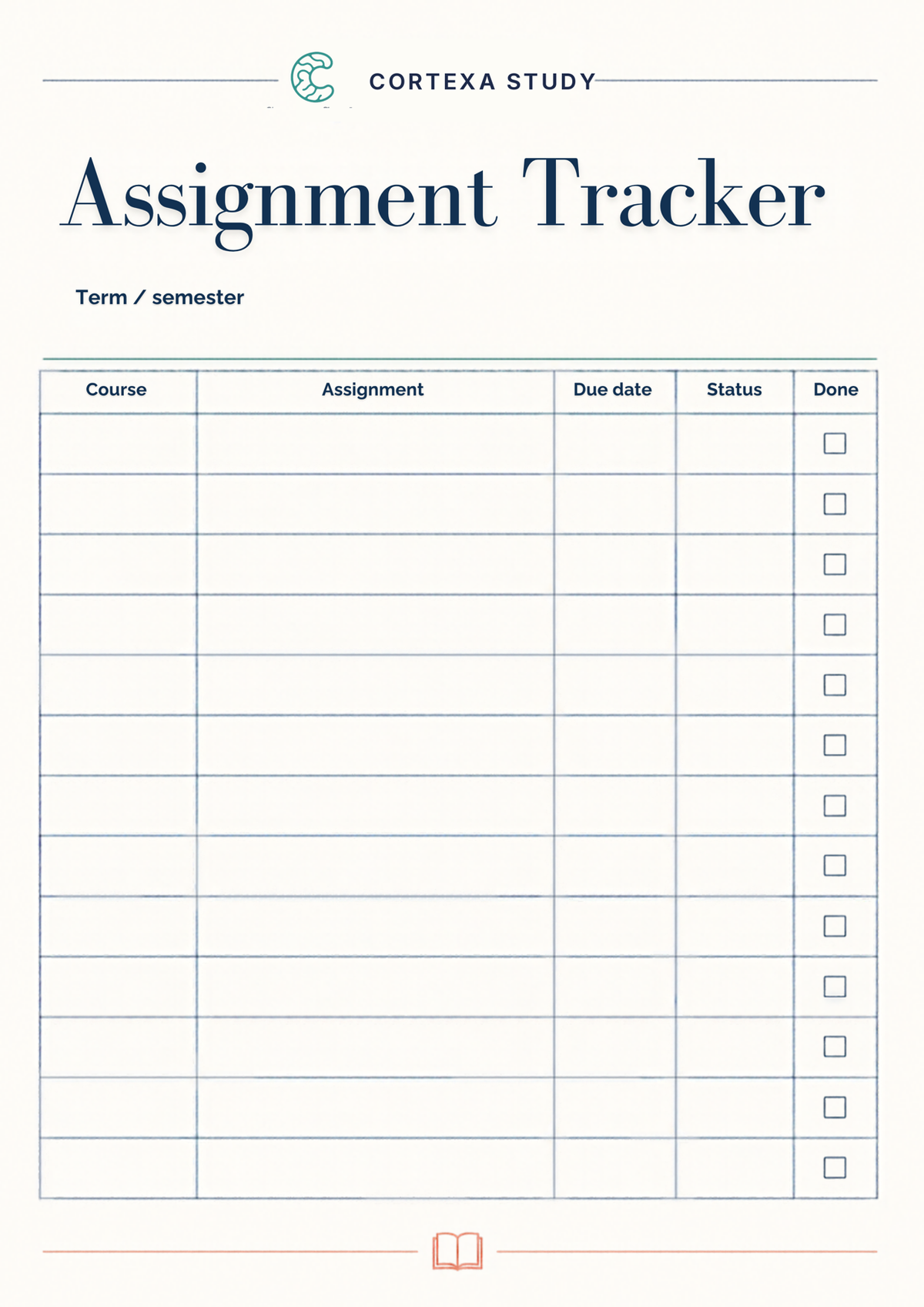 Assignment tracker page