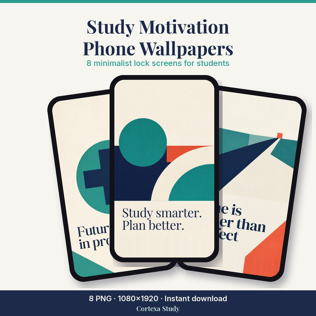 Study Motivation Phone Wallpapers by Cortexa Study – 8 minimalist lock screens